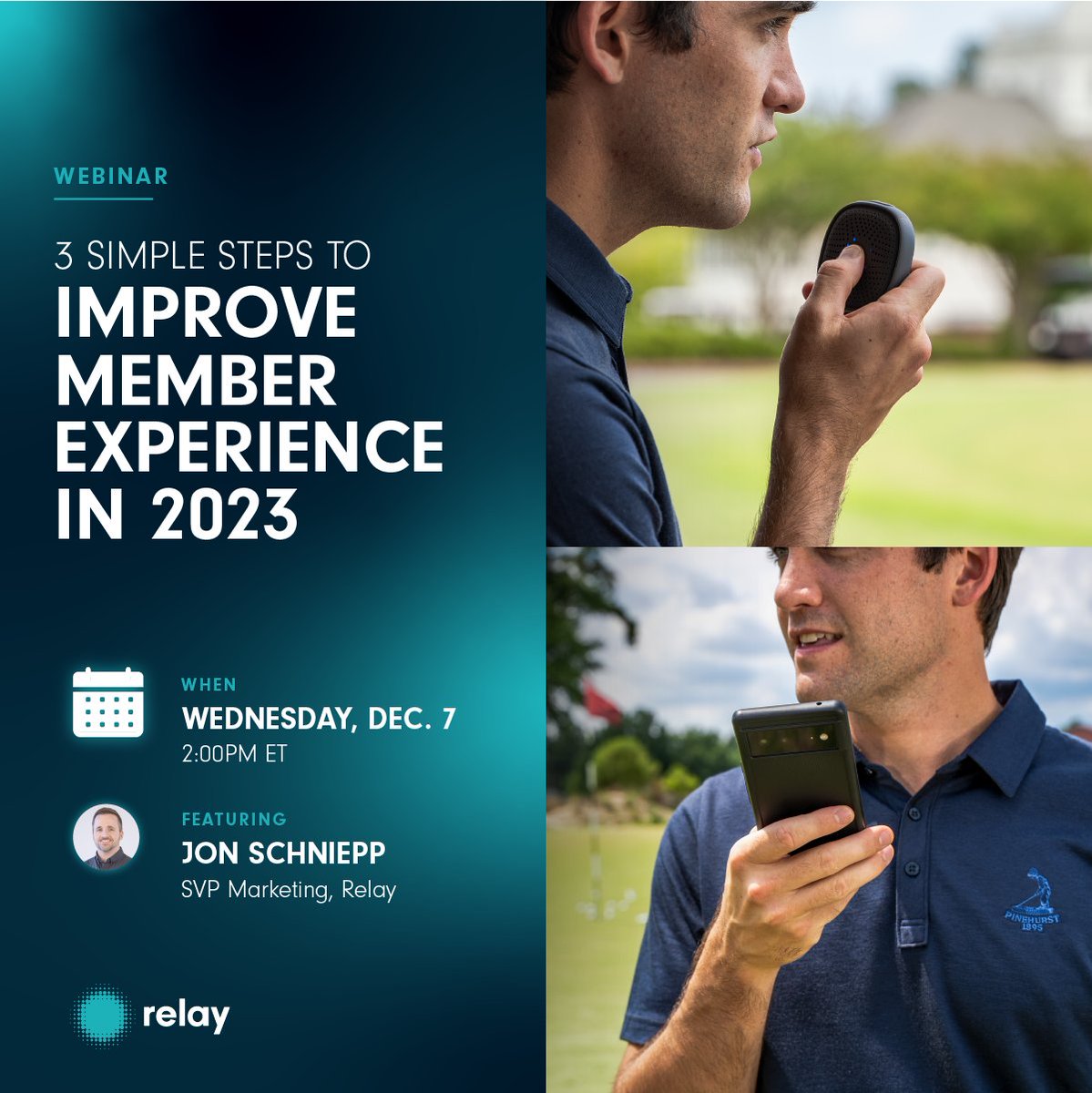 Relay_Pro's tweet image. Creating the best experience for your club members should be your highest priority. 

Join us next week to learn three steps to improving your member experience for the new year. 

Register today: bit.ly/3gmD1QW

#relaypro #connectedworld #hospitality