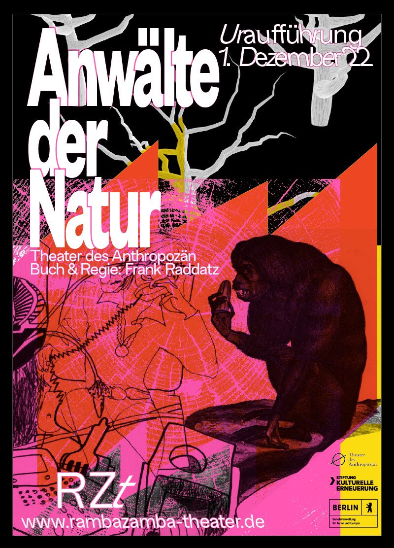 TdA_Berlin's tweet photo. Heute ist es soweit: Am Donnerstag, den 01.12., wird unser Stück "Anwälte der Natur" im @TRambazamba uraufgeführt! (Weitere Aufführung am Sonntag, 04.12).

„Haben Bäume Rechte?“, fragte Christopher D. Stone vor gut 50 Jahren… 
(1/x) https://t.co/Oc4xPrqzWM