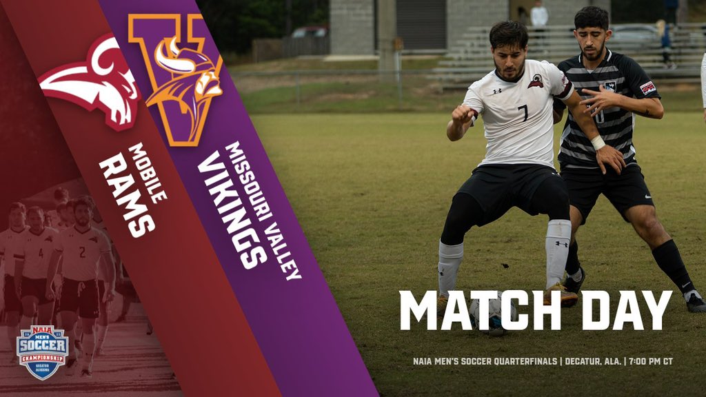 UMobileRams's tweet photo. M SOC ⚽️ | Rams are set for quarterfinal action tonight in Decatur, Ala. as Mobile faces Missouri Valley College at 7:00 PM CT in the 64th Annual @NAIA Men’s Soccer National Championship Tournament!

Preview: https://t.co/NuvtocAhGn

#Rammit https://t.co/Vpg7i969iy