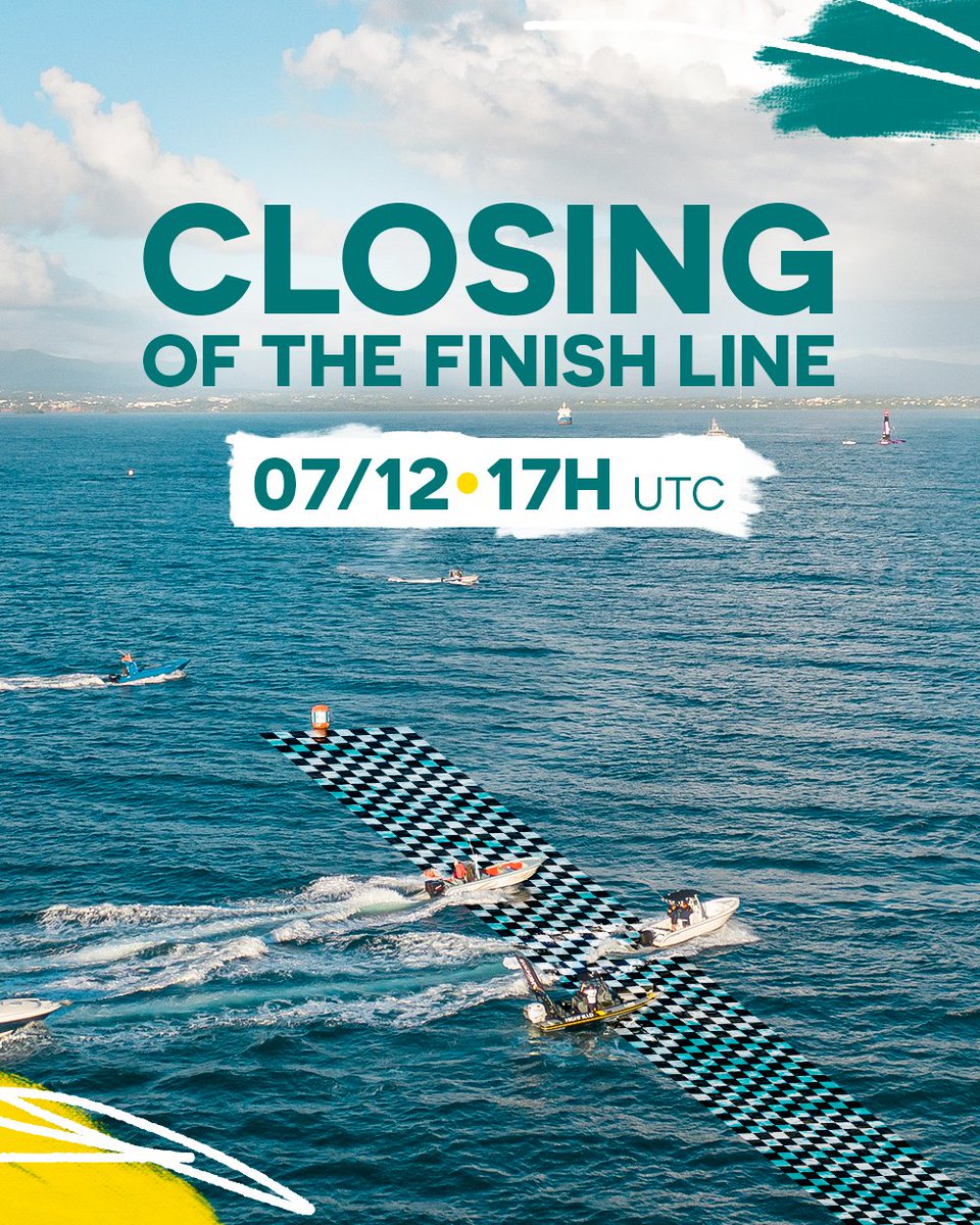 [(RACE INFO ⛵️)]

The finish line of the Route du Rhum - Destination Guadeloupe 2022 will close on December 7, 2022 at 17H UTC!

11 boats are still in the race, they still have one week to come and join us in time in <a href="/CRGuadeloupe/">Région Guadeloupe</a>!