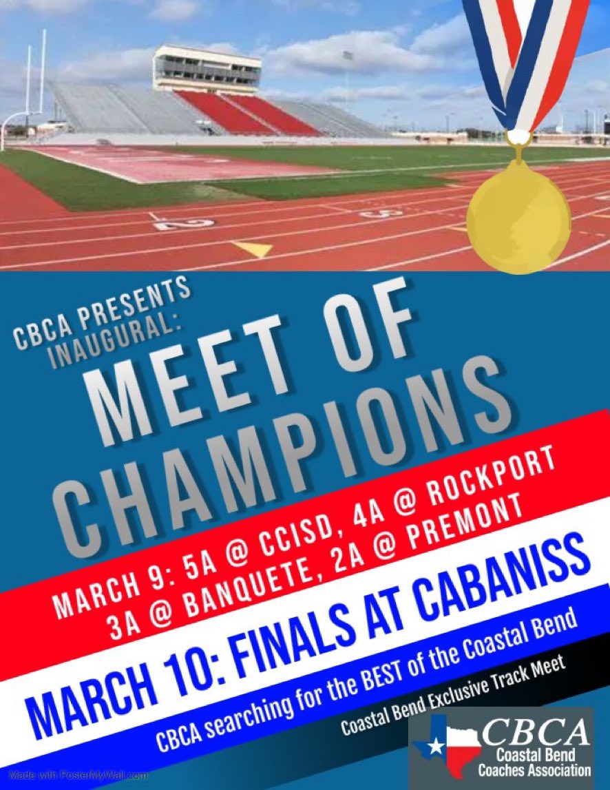 cbcatx1's tweet photo. Coaches, as you are making your track schedules make sure to put this meet down. Each school attending must be a CBCA member. Speak with your AD/AC to make sure your school is a current member. If you plan to attend, email gcarpentier@sgisd.net or ben.bitner@ccisd.us https://t.co/NbCj0NbREc