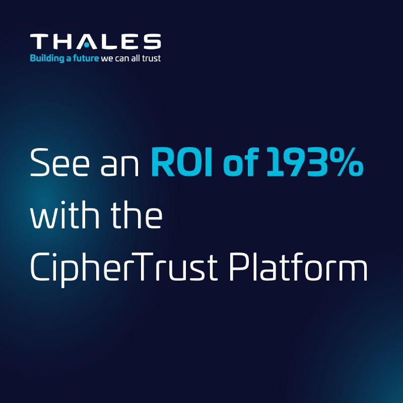 ThalesCloudSec's tweet photo. Our #CipherTrust Platform provides a 193% Return on Investment over three years, and payback in less than six months 💸🥳
Read @Forrester's full report below to discover how we could improve your #CyberSecurity ⬇
https://t.co/y2YOdoc3UW https://t.co/Re66bRZBfc