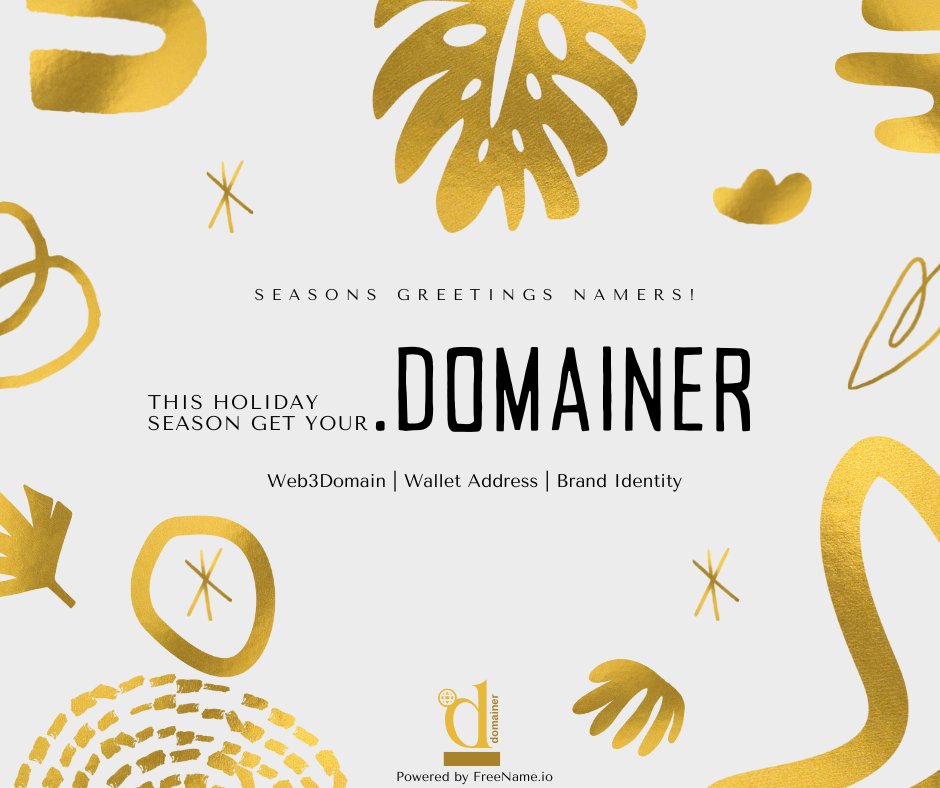 MeDomainer's tweet image. Most wonderful time of the year is here! Make it special with your .Domainer #Web3Domain #Web3Identity #NFTDomain #WalletAddress #FNFam #FreeName #MeDomainer