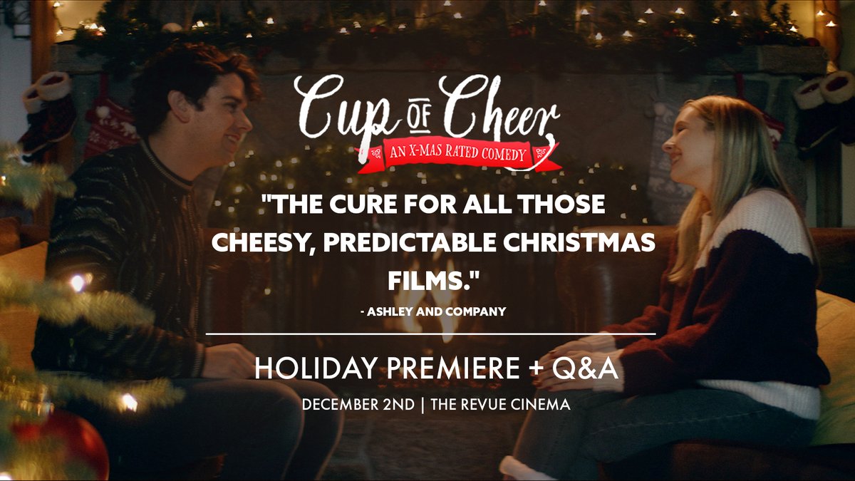 gametheoryfilms's tweet photo. Weekends are for cheesy Christmas flicks.🎄🍿

Enjoy holiday drinks, games, prize giveaways (anyone for hot chocolate?), and a the premiere of 𝐂𝐔𝐏 𝐎𝐅 𝐂𝐇𝐄𝐄𝐑 TOMORROW at The Revue.

Tickets on sale now. https://t.co/GcQlawDju4 https://t.co/liVGGD38yQ