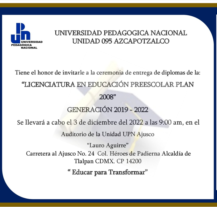 UPN095's tweet photo. Estimada comunidad, se hace la cordial invitación a la ceremonia de graduación de nuestra última generación de la LEP'08.

Esperamos contar con su valiosa presencia. https://t.co/2fBoye8NQu