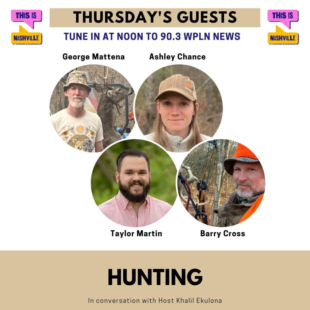 ThisIsNashville's tweet photo. Do you hunt?
Today, we're talking to Tennessee hunters and wildlife professionals about this year's season and what people should know before heading outdoors.
Our guests include Taylor Martin with @TNWildlifeFed and Barry Cross with @tnwildlife. https://t.co/I9gYORQDJZ