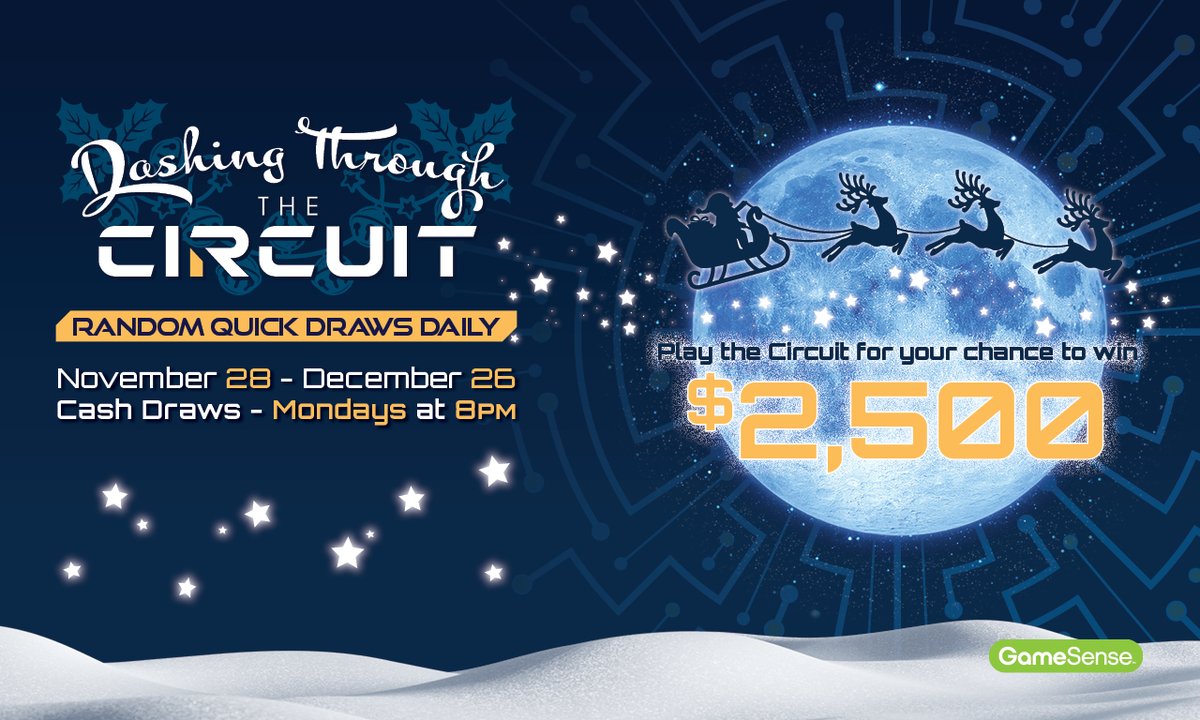 Earn entries when you play electronic table games! Draw for cash prizes Mondays at 8pm.