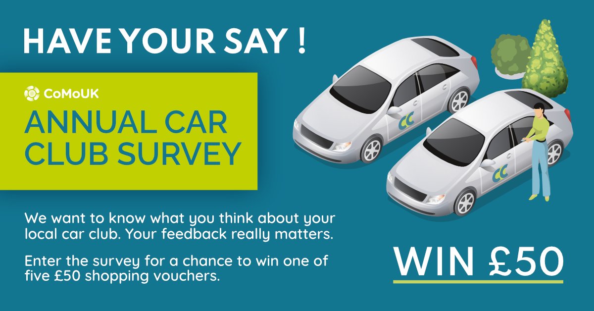 Love what we do? Take a minute to answer the @Como_uk annual car club survey. Your feedback really matters. Deadline 19th December. As well as shopping vouchers, there's £25 of driver's credits on offer for 10 lucky members. ow.ly/lH1G50LR7Gx #carclub #EV #sharedmobility