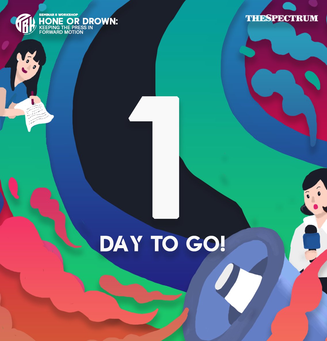 thespectrumtbk's tweet photo. Sail ho! The #TruthBeyondKnowing seminar is only a night away!
Gird up your loins, get some shut-eye, and recharge your strength,
as we traverse through campus journalism which could potentially #HoneorDrown us—but only if we let it.
#KeepingthePressInForwardMotion https://t.co/k6gc2jZTBD