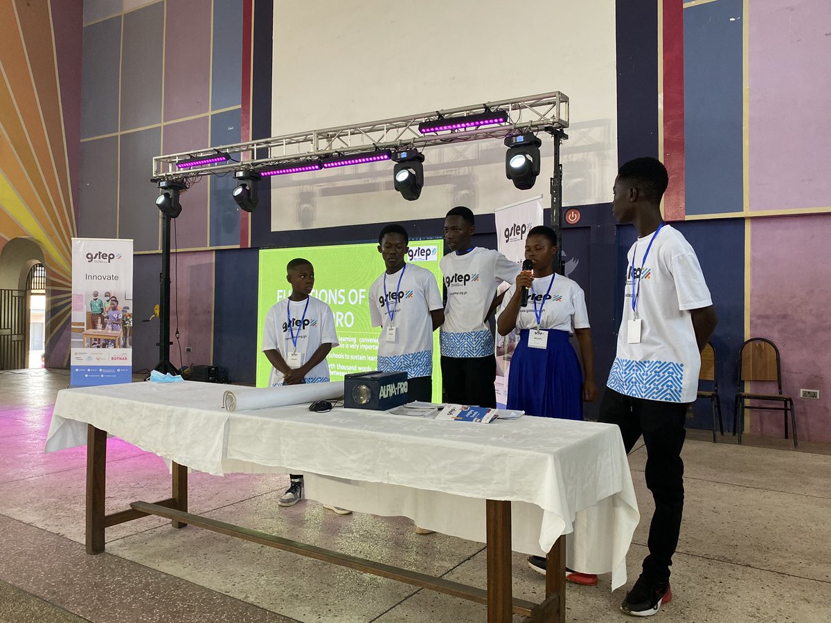 GSTEP_GH's tweet photo. Also present at today’s judging event is Team GALAXY with their prototype, the Alpha Pro which is a non-electrical lens projector. It projects images on a phone or computer onto a larger screen.
 
#GSTEPChallenge #JudgingEvent https://t.co/zIYWUk2RLW