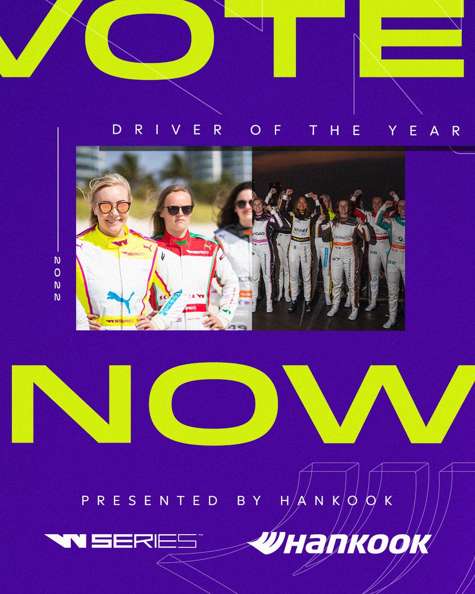 WSeriesRacing's tweet photo. 𝗩𝗢𝗧𝗜𝗡𝗚 𝗢𝗣𝗘𝗡 🟢

Comment below and 𝙫𝙤𝙩𝙚 𝙣𝙤𝙬 for your @Hankook_Sport driver of the year. ⬇️

Voting closes next Friday. 🗳 https://t.co/29h5IvT5Ru