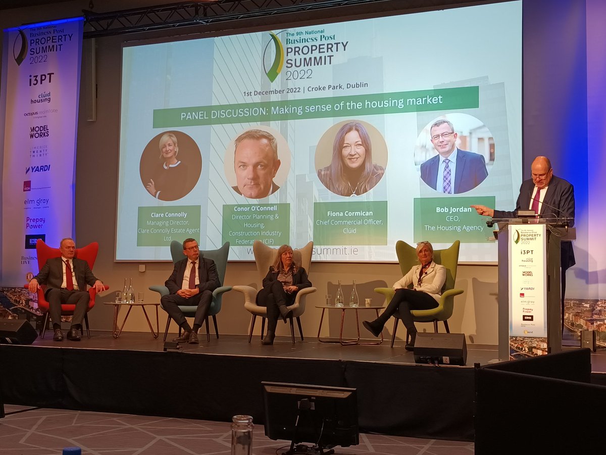 CluidHousing's tweet photo. Fiona Cormican,our Chief Commercial Officer, emphasises the importance of engaging with local communities around planning new developments during the panel on making sense of the housing market at #propertysummit22 https://t.co/YexgLRwsQ8