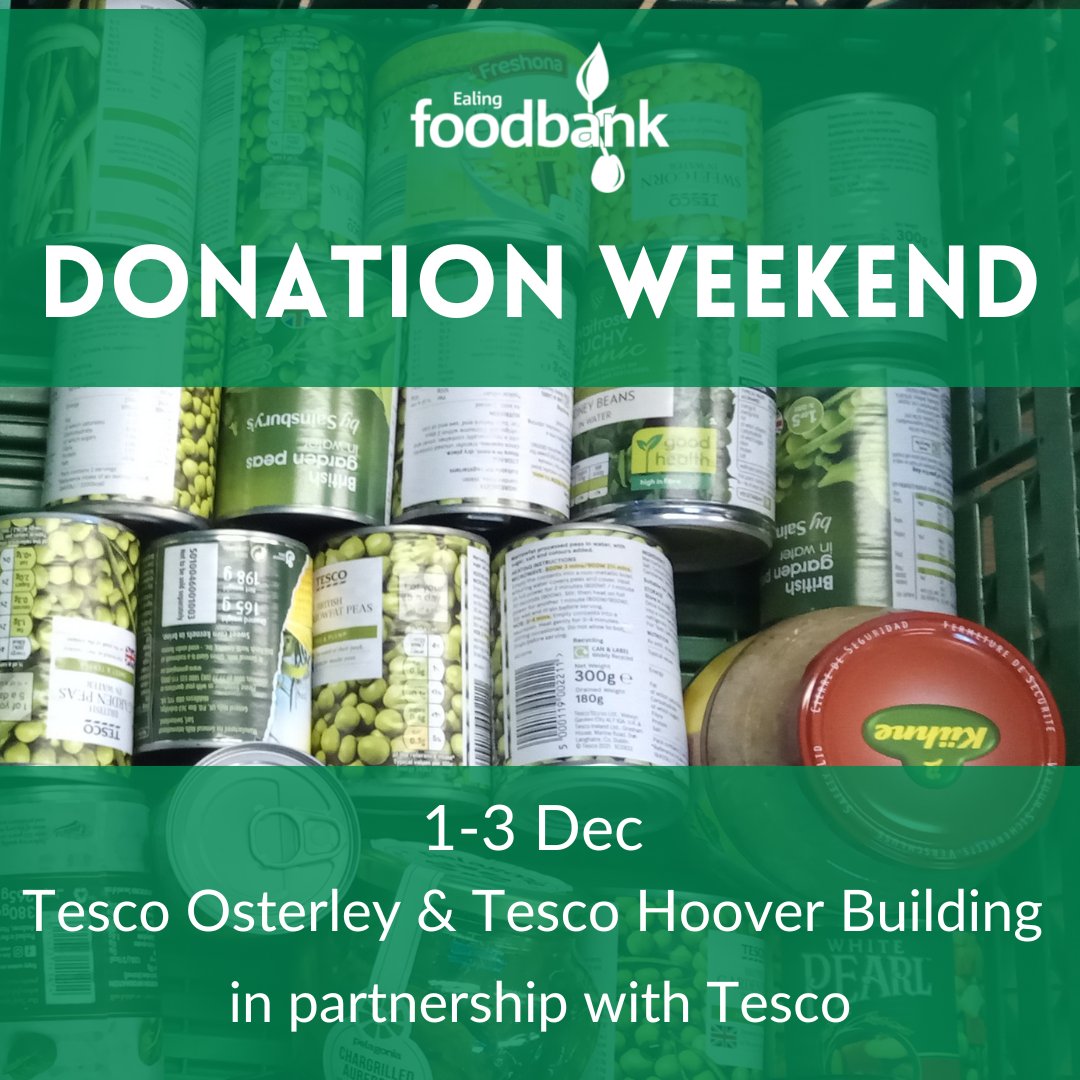 Pop into Tesco Osterley or Tesco Hoover Building today, tomorrow or Saturday (1-3 Dec 2022) to donate to the Ealing Foodbank. Help us stock up our warehouse before the upcoming winter.

A big thank you to <a href="/Tesco/">Tesco</a>!