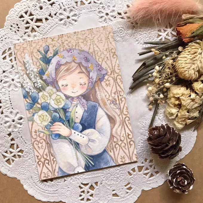 #ぽっぽスペースぽっぽさんこんばんは!素敵な愛でスペのお時間待ってましたアクリル絵の具をメインに使い、少女の世界を描いています可愛い小物やモチーフを描き込むのが好きです 