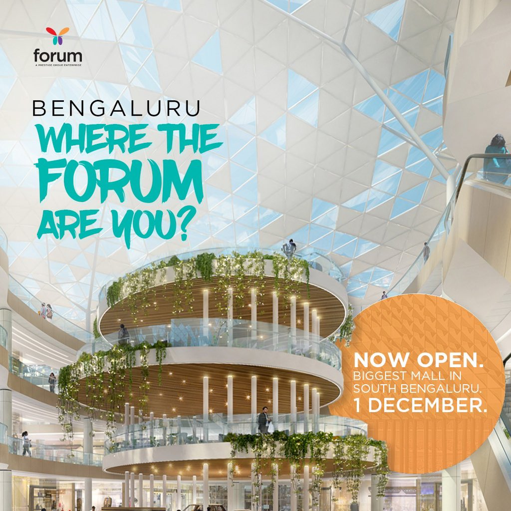 ForumMalls's tweet photo. NOW OPEN! The greatest reveal of Bengaluru is here. Forum Mall Launches today.
Be there and explore the gem of South Bengaluru.

#forum #forummalls #forumisback #comebacktoourcomeback #myforumfirst #newmall #bangalorediaries #nammabengaluru #nowopen #visitus https://t.co/O1BZK5OS1f