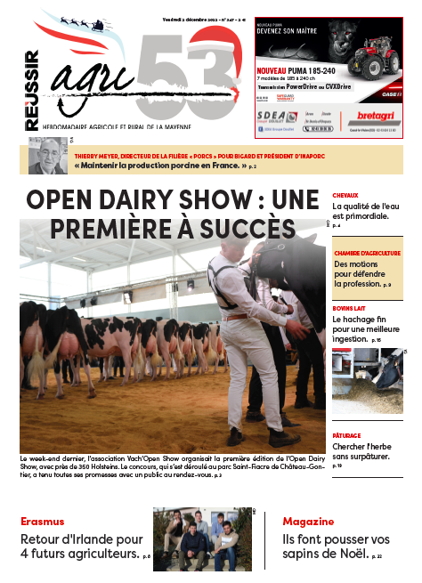 Agri_53's tweet photo. Demain, @Agri_53 revient sur le 1er #OpenDairyShow @chateau_gontier. On parle aussi ration #bovins #lait avec @terrenacoop, #motions @ChambagriPdL, #chevaux et #eau avec #GDS53 , #porcs avec @inaporc @fdsea53, #sapins de #Noel, #Erasmus @FRMFR_PDL https://t.co/2pTyAAFyBf