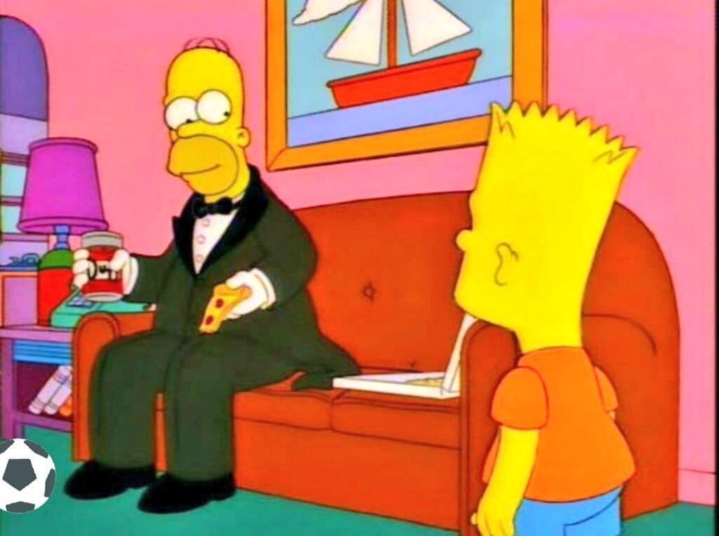 - ¿Por qué tan elegante Homer?
- Esta noche hay artículo nuevo de Rajoy, muchacho.