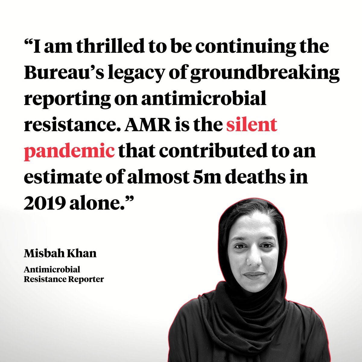 TBIJ's tweet photo. Our Aziz Fellow @MisbahSK_ has been hired as @TBIJ’s Antimicrobial Resistance Reporter  🎉

🗣️ “I am thrilled to be continuing the Bureau’s legacy of groundbreaking reporting on antimicrobial resistance” https://t.co/QCoozOc9jl