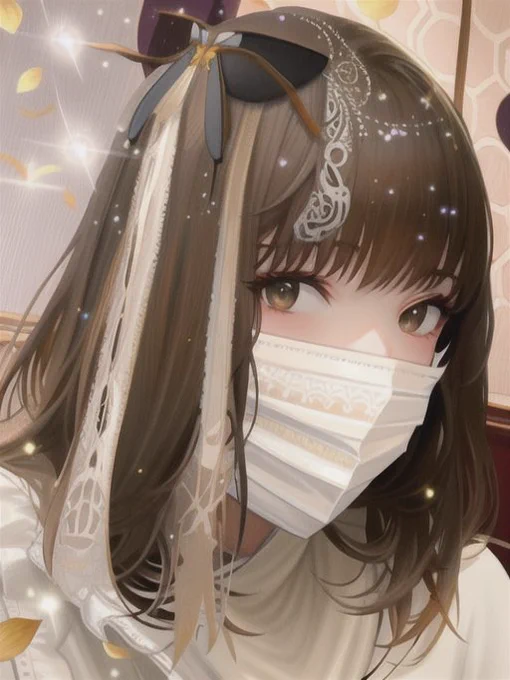 自撮りをAIイラスト化してみたんですが、メッシュ部分がレースなのおしゃん 
