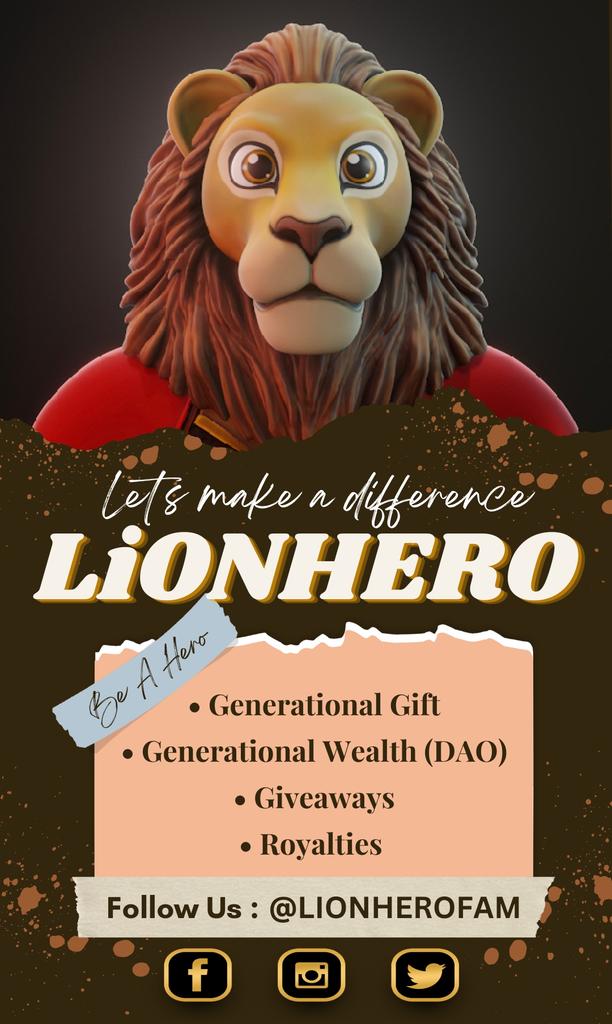 A project that will stand out with XLS20 and making an immediate impact in Human Life .🦁🙌❤️. Follow : @Lionherofam Join Discord : discord.gg/bJukQ5P4 #XRPCommunity #XRP #XRPL #NFT
