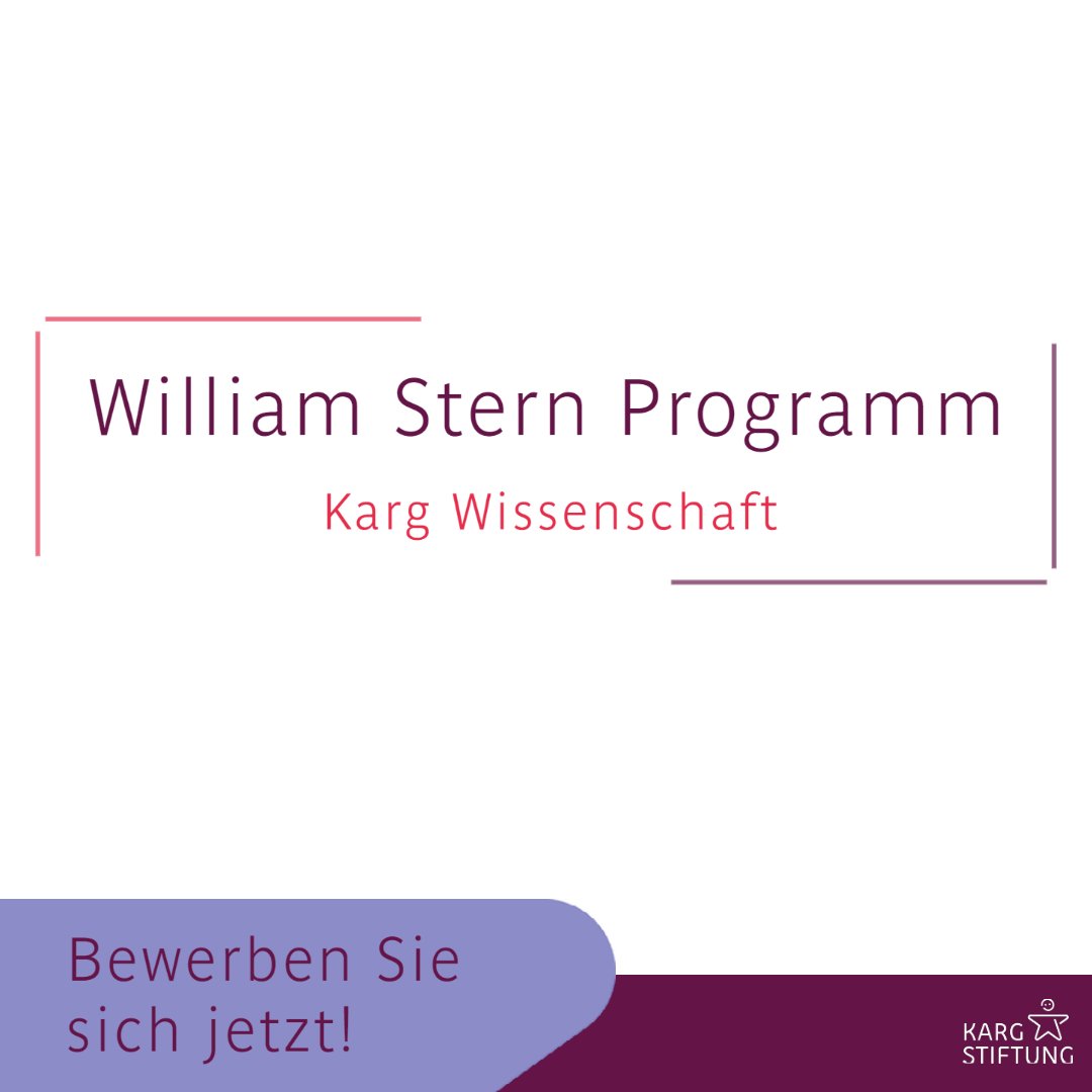 KargStiftung's tweet photo. Nachwuchswissenschaftler:innen im Bereich der angewandten Begabungsforschung können sich bis zum 31.01.2023 für das #WilliamSternProgramm bewerben.
Für eine Bewerbung sind keine Vorarbeiten im Thema #Hochbegabung erforderlich.
Alle weiteren Infos: https://t.co/G8picQ3Fwy https://t.co/FbxS3p6QKF