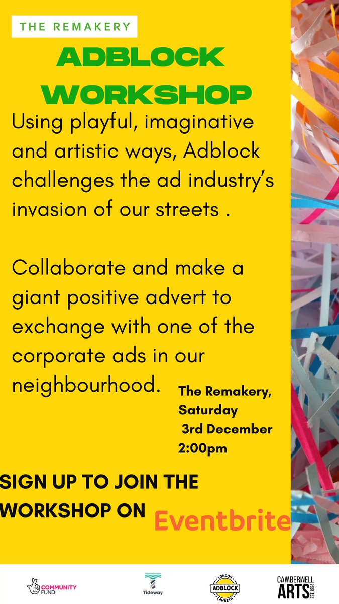 Join us this Saturday for our 10th Anniversary party, with talk, open studios,workshops, music & much more. Please share & see you there eventbrite.co.uk/o/the-remakery… @CamberwellArts @litehouse_gall @AdblockLambeth @CamberwellUAL @re_fabricate @MFP_Market @HerneHillGreens #10thbirthday