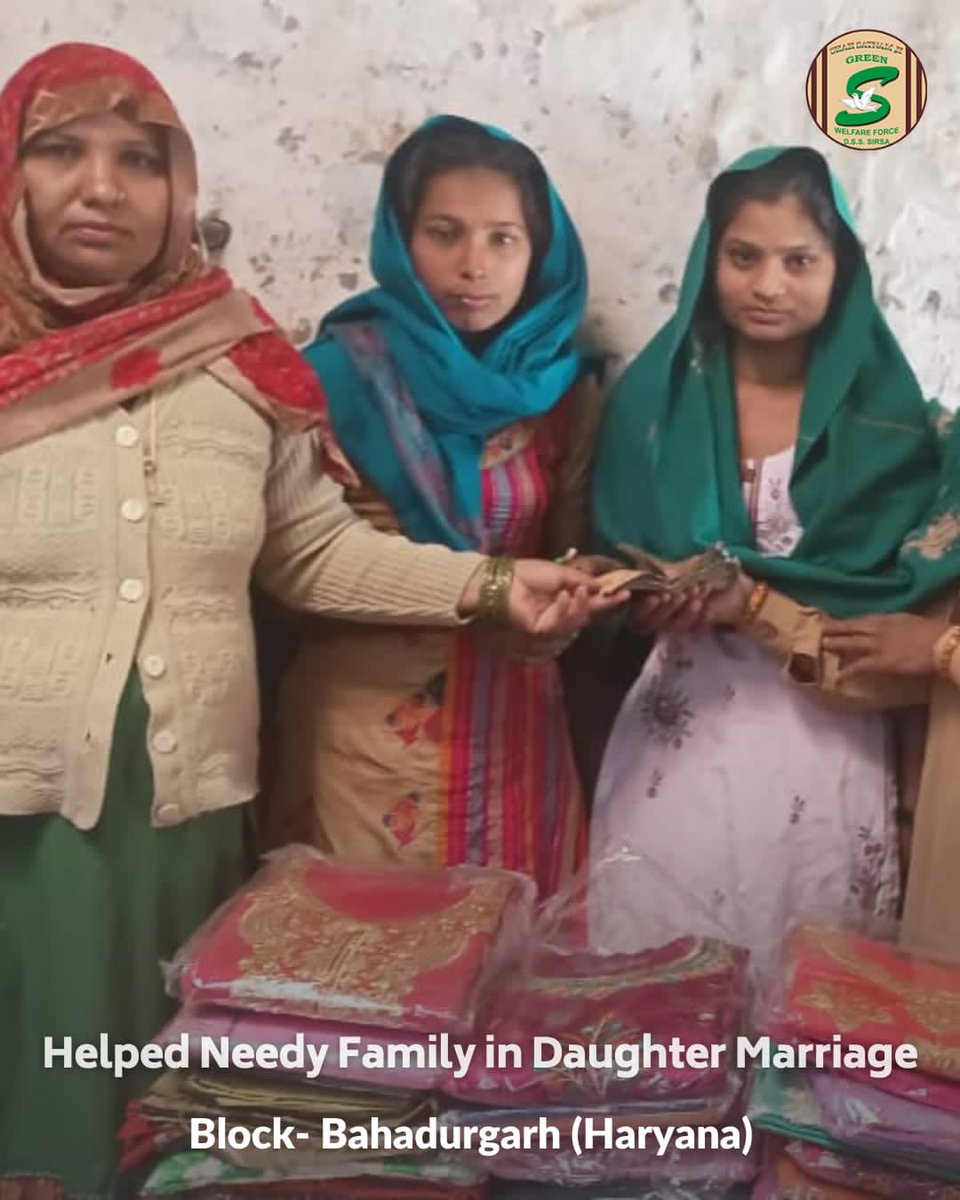 GreenSwelfares's tweet photo. We need a heart and spirit to serve someone in need more than we need money.
Walking on the lines of Saint Dr. @Gurmeetramrahim Singh Ji Insan, #DeraSachaSauda volunteers helped a needy girl in Sirsa get married by helping both in cash and in kind. #WelfareService https://t.co/k6Dg9NKFsp