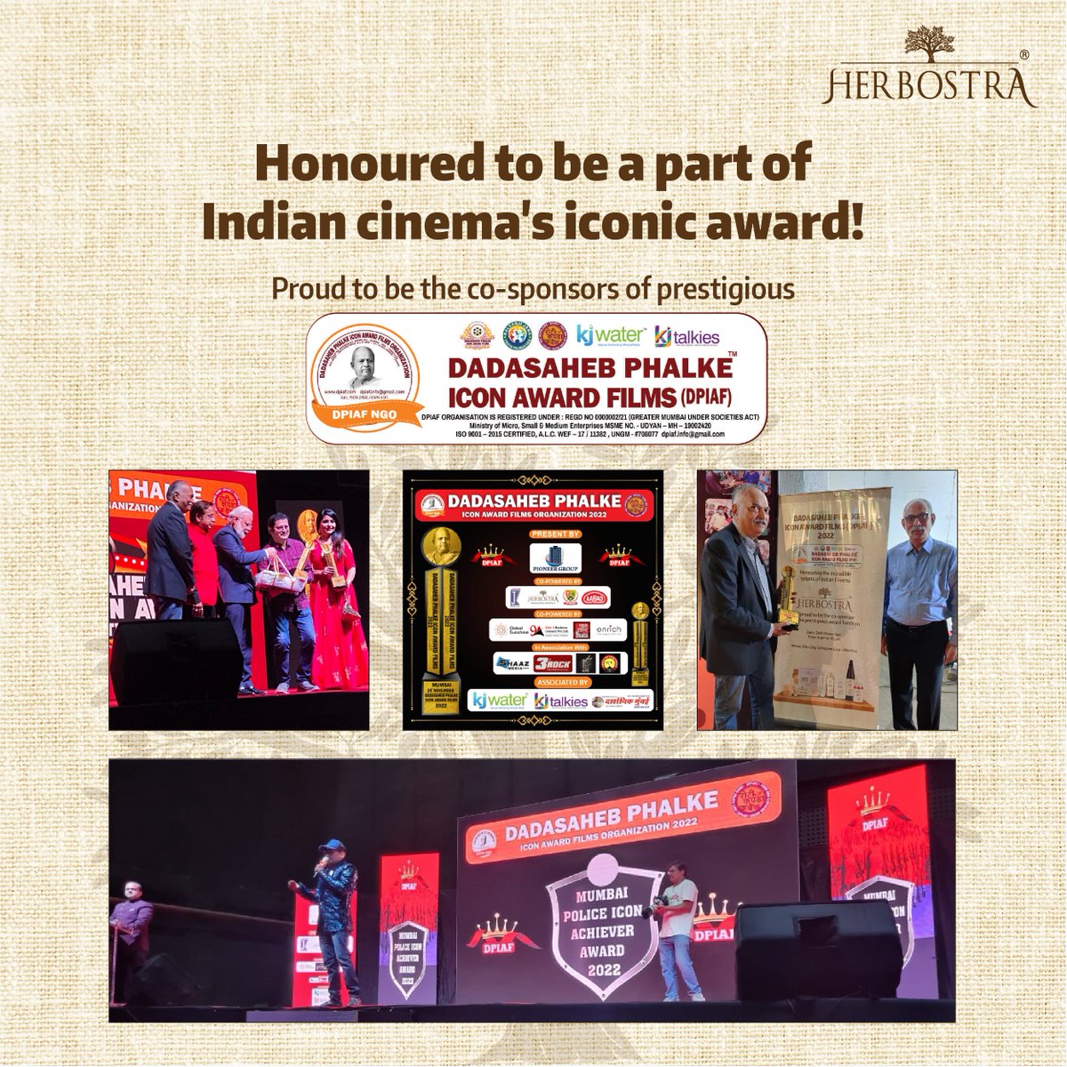 herbostra's tweet photo. Dadasaheb Phalke was the pioneer of Indian cinema. Herbostra feels proud to be a part of this legendary award program as a co-sponsor. May the art of storytelling and cinema live forever! 

#DadasahebPhalke #DadaSahebPhalkeIconAwards #CoSponsor #Herbostra #Ayurveda https://t.co/0NwhCjSFWN