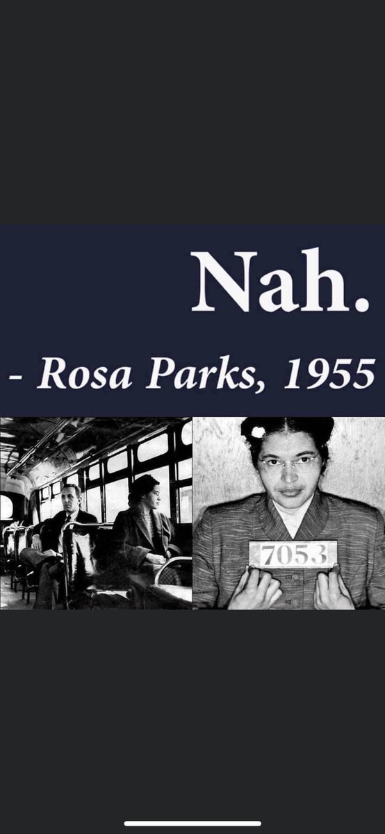 realStanColeman's tweet photo. 67 years ago today she made a counter-cultural statement on a bus. 

Be an outlier! https://t.co/vuQmHdKxH4