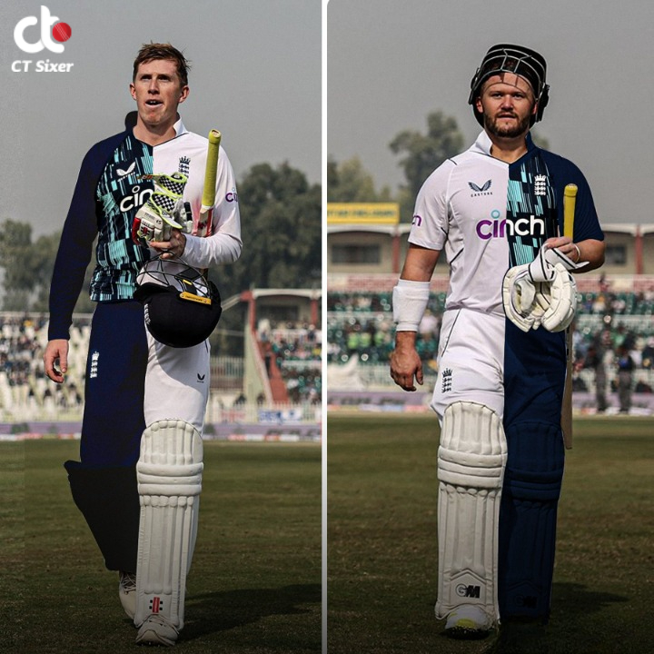 CrypTechSixer's tweet photo. What a Splendid innings by England Cricket Team 💪
🌟Zak Crawley - 122(111)
🌟Ben Duckett - 107(110)
🌟Ollie Pope - 108(104)
🌟Harry Brook - 101*(81) [as of now]
#EngvsPak #crickettwitter #Cricket #ctsixer #sports https://t.co/TJkiwlB53y