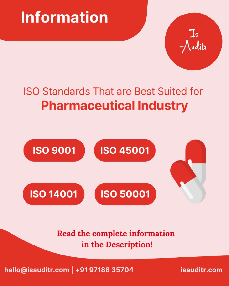 isauditr's tweet photo. Considering that the pharmaceutical industry is one of the biggest in the world, ISO certifications are extremely valuable. 

Read our blog to get further information - https://t.co/z6yoSBcUnm https://t.co/656BoeNGji