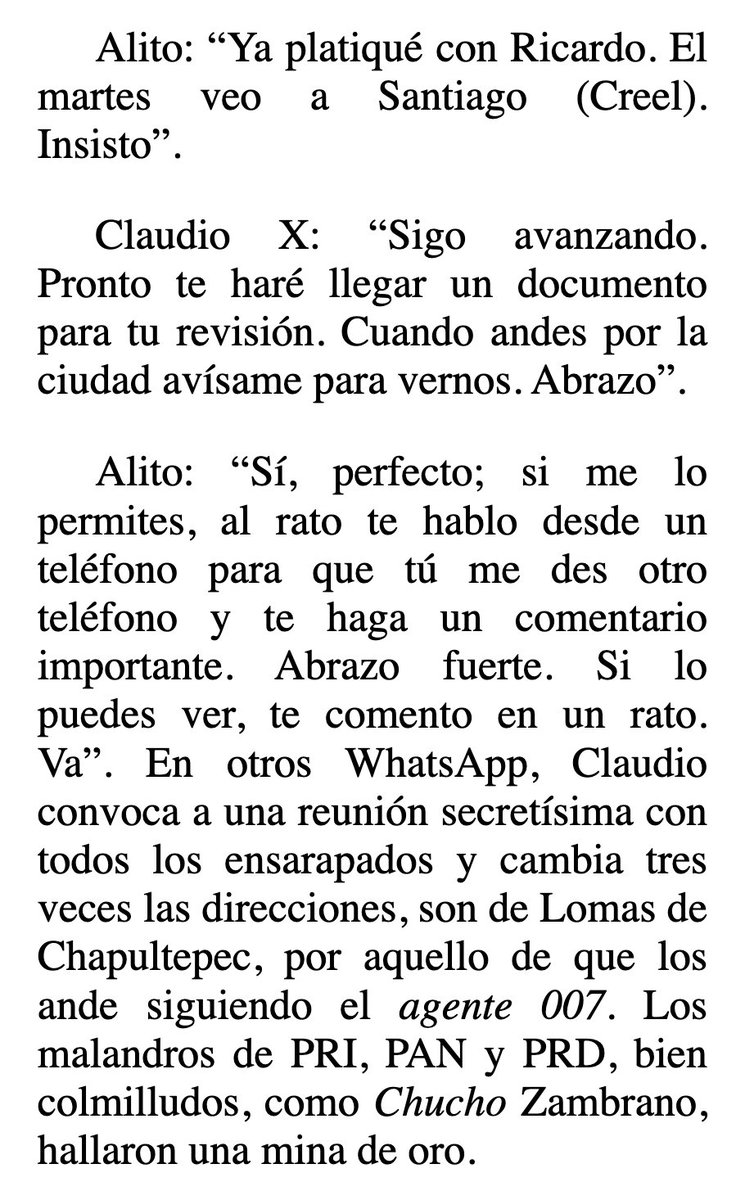 Layda Sansores, en su Martes del jaguar, dio a conocer un intercambio de mensajes de X. González con Alito. Revelan cómo los mañosos jefes de los partidos políticos lo entretienen –no gratuitamente– fraguando conspiraciones. Aquí un breve fragmento:

👉🏽rb.gy/ozqzmv
