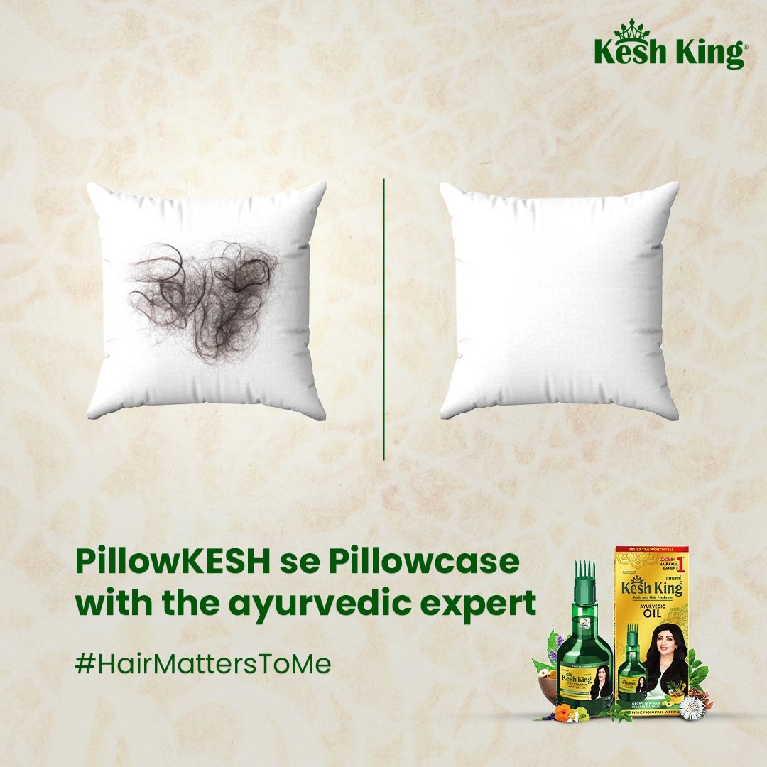 Keshkingoil's tweet photo. Are you seeing a PillowKESH instead of a Pillowcase? Switch to #IndiasNo1HairfallExpert, and experience the power of 21 authentic herbal blends that nourish from root to tip! 

#HairMattersToMe #IndiasNo1HairfallExpert #KeshKing #AyurvedicOil #IndiaHogaHairfallFree 
#ShilpaShetty https://t.co/F6bFq9l9Rm