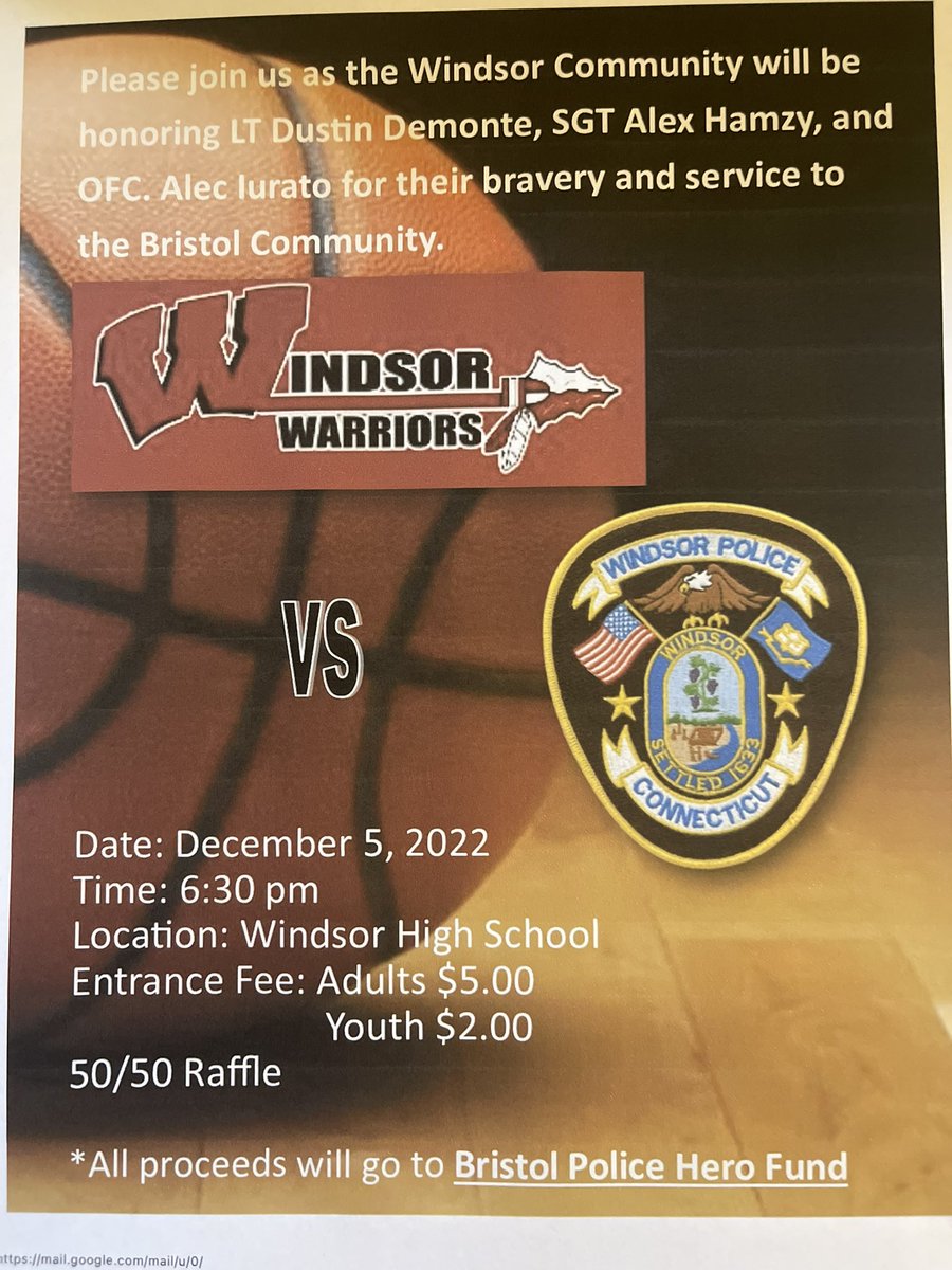 Dec 5th @ windsor where the Windsor’s boys basketball Vs Windsors finest. Maroon Vs Blue come out and support a great cause