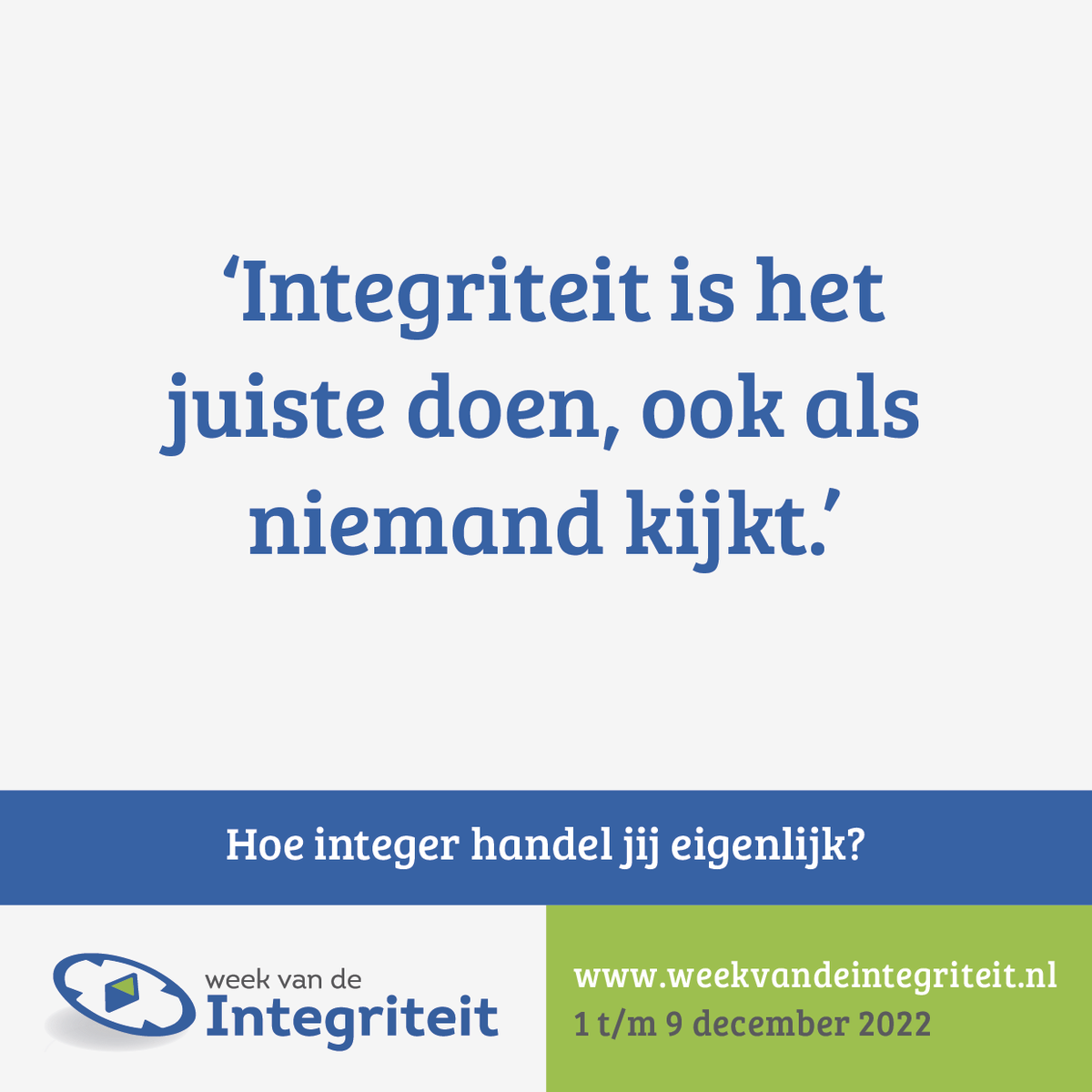 De week van de integriteit start vandaag. Kijk op de site voor alle activiteiten. #https://www.weekvandeintegriteit.nl/