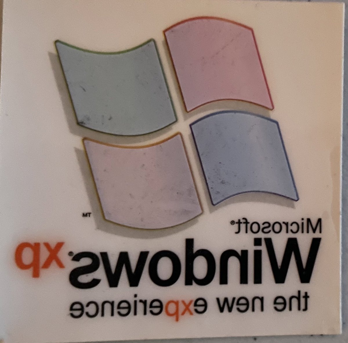 The window decal given to me during a training class so I could be the stores “XP” guru when it was released. There was a line around the corner and we were open from midnight until 4am to sell copies.