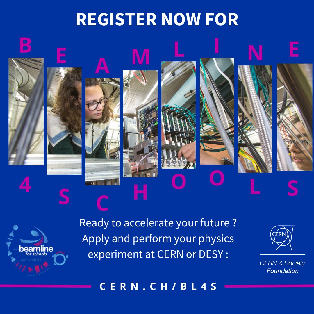 Pre-registrations are open for the 10th edition of Beamline for Schools. #BL4S If you dream of being a physicist, apply to this year's edition and get the chance to perform your own experiment at #CERN or @desynews. 🗓️ 6 Jan – 12 Apr 2023, 12.00 CET 🔗 cern.ch/BL4S