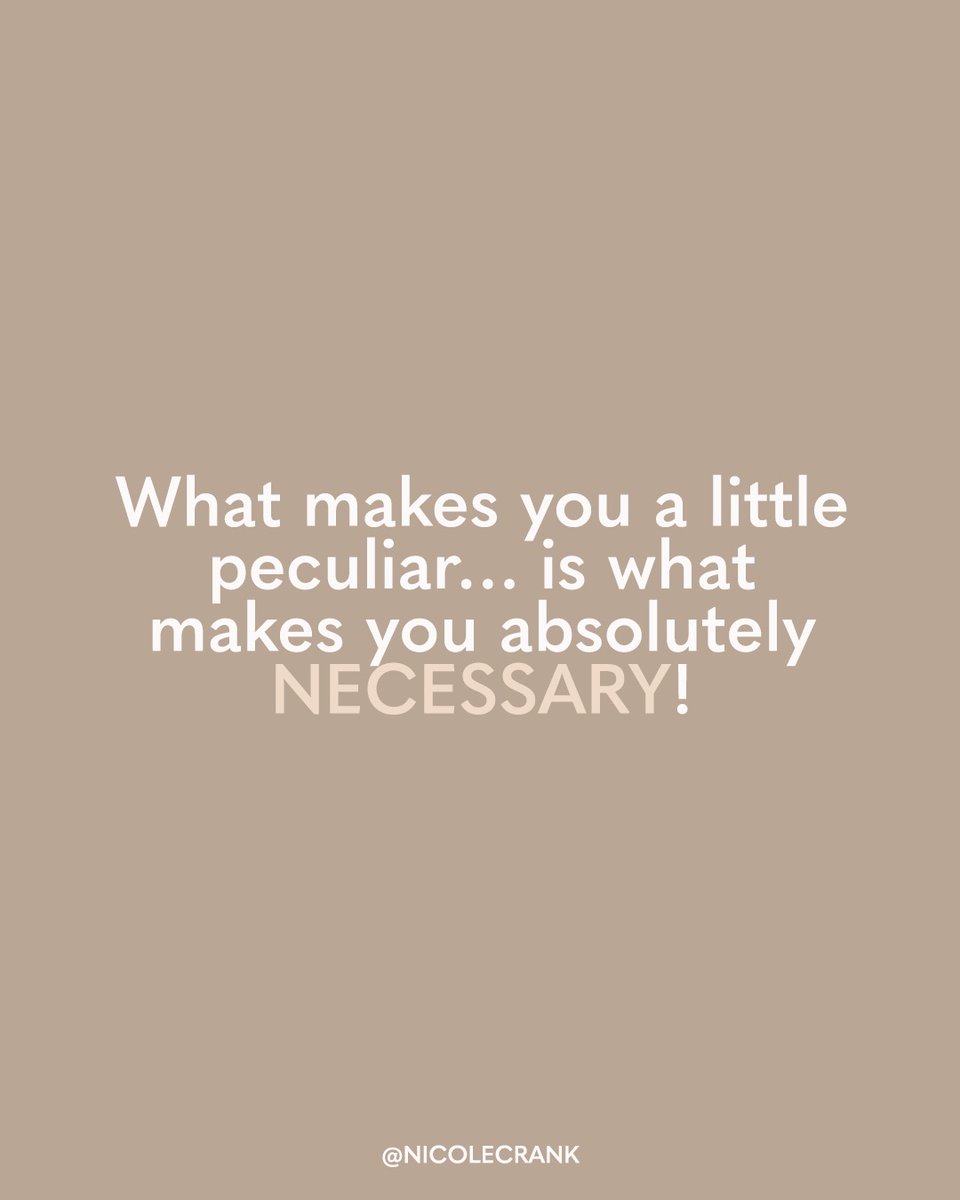 NicoleCrank's tweet image. You’re not an accident. A coincidence. Or a mistake. Your assignment isn’t like anyone else.

What makes you awkward, in this stage of life, is what makes you perfect for what God is calling you to!

God NEEDS you! The world needs you!