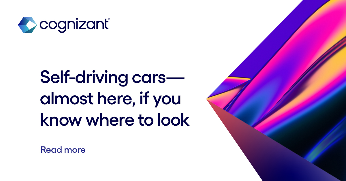 Cognizant's tweet photo. #TechToWatchThursday: Cognizant provides an expert narrative on #AutonomousVehicles, highlighting the arrival of #SelfDrivingTrucks in 2024 and the anticipated growth of the #RoboTaxi market to reach $1.71 bn. by 2026. Know more: https://t.co/jT0g7Qwtxd #TechToWatch #BeCognizant https://t.co/aBW5ECDV4C