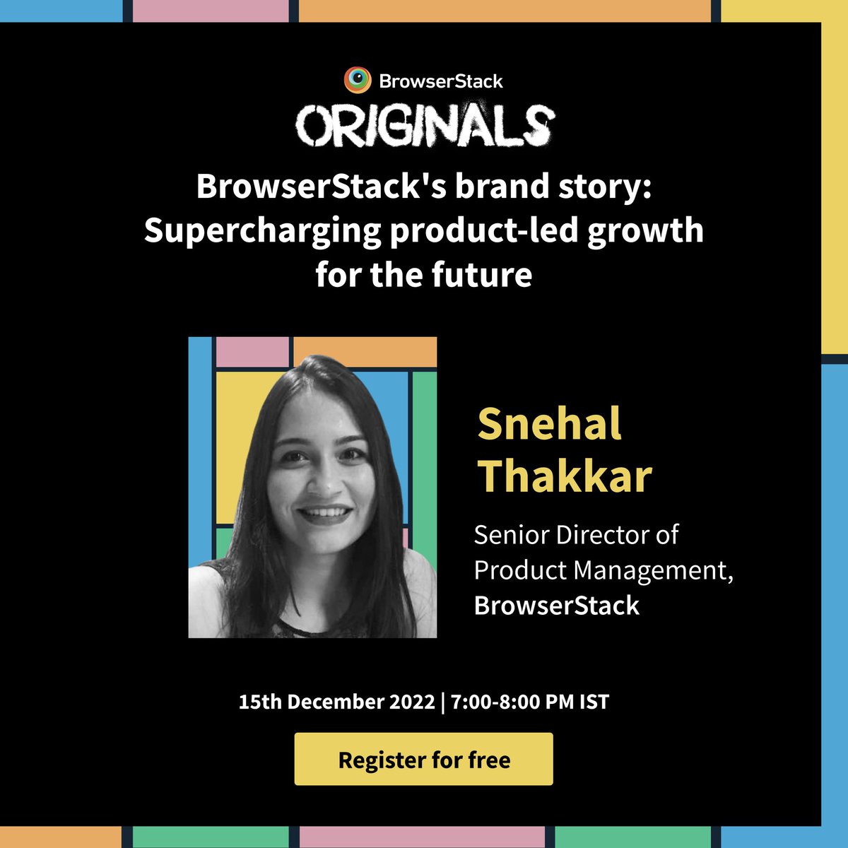 browserstack's tweet photo. Over the years, a lot has changed - but what remains constant is our customer obsession and product DNA. 🚀

Join our panel of #Product and #Marketing leaders at #BrowserStackOriginals to get an inside view of BrowserStack's #PLG journey. 👇

🔗 https://t.co/ztrBHMVbqx https://t.co/yFbfq1TdaD