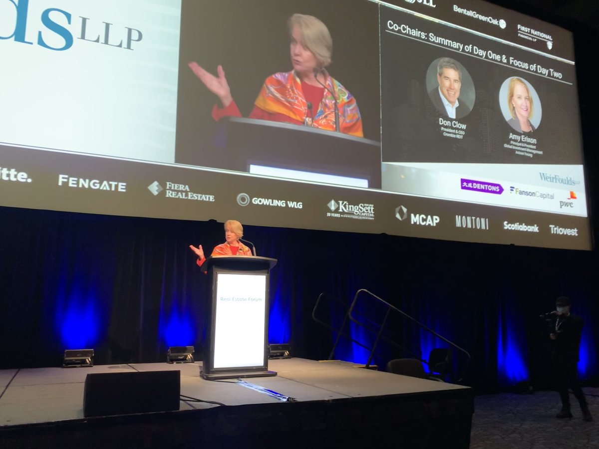 re_forums's tweet photo. Good morning #TREF22! We’re kicking off day 2 with a summary of day 1 from our co-chairs, Don Clow, @CrombieREIT, and Amy Erixon, @AY_Canada. Thank you to our sponsors BTB REIT and @WeirFoulds. https://t.co/Uj4uCGHHYq