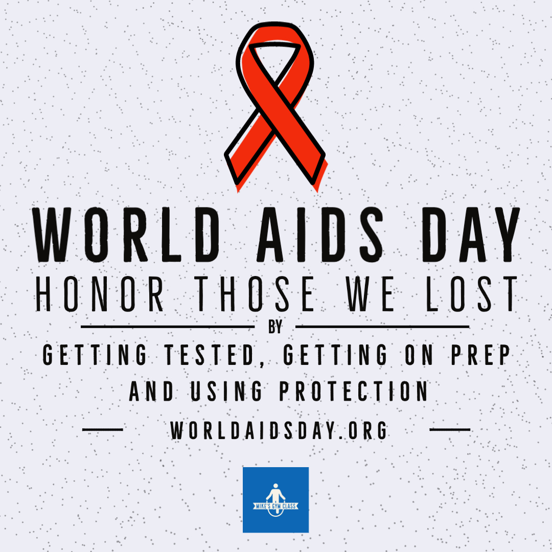 mikesgymclass's tweet photo. Honor those who we have lost and those who are living with HIV/AIDs.  Get tested, get yourself on #PReP and use #Protection.

Keeping yourself healthy also includes #sexualhealth.

#worldaidsday #honor #aids #hiv #vih #sacrifice #safety #gay #gayhealth #gaymen https://t.co/jxB2usnoLp