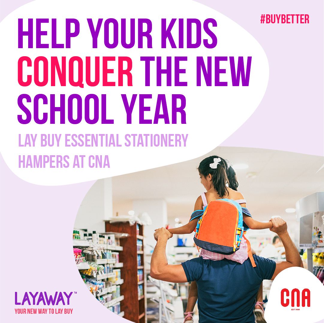 Get back-to-school ready on flexible payment terms!🎒

We've put together stationery hampers with @layawayza for you to lay buy on terms that work for you. 

🛍️ Shop now to give your kids a head start at 2023: bit.ly/3VhPgwQ

#MyLAYAWAY #BuyBetter #LayBuyOnline #CNA