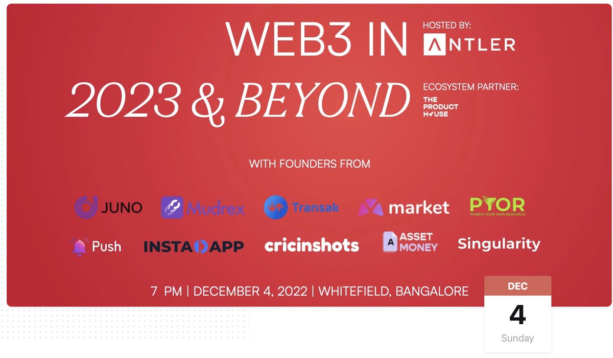 nitinsharma1's tweet photo. (1/n) VERY excited to share more about a unique dinner event we're putting together on the sidelines of #ETHIndia 

Featuring 10 of India's most promising #Web3 founders!!

Invite only for founders &amp; devs
~800+ registrations currently for 120 spots 

@AntlerIndia @AntlerGlobal https://t.co/v4WaqfDoFY