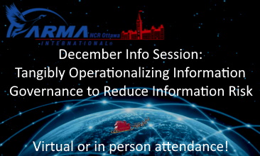 ARMA_NCR's tweet photo. Dec 2022 Info Session: Tangibly Operationalizing Information Governance to Reduce Information Risk

Join us in-person or virtually!

https://t.co/GqtWN21eoI https://t.co/Z6u2QOKEHd