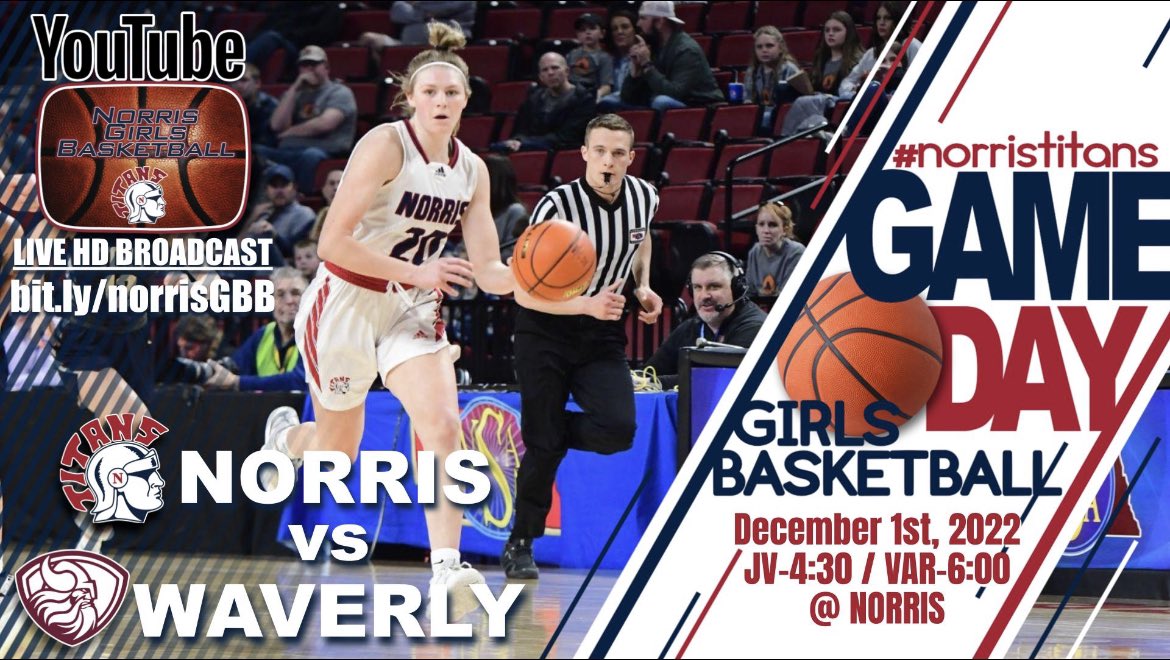 NorrisTitanGBB's tweet photo. It’s GAME DAY!!! Season/Home Opener
🆚 Waverly HS 🗡️
🏟️ Norris MS Gym
⏰ JV 4:30 / V 6:00
📺 https://t.co/UthZorQI9U
💭 #DBWHSH https://t.co/JxRDcz8C1L