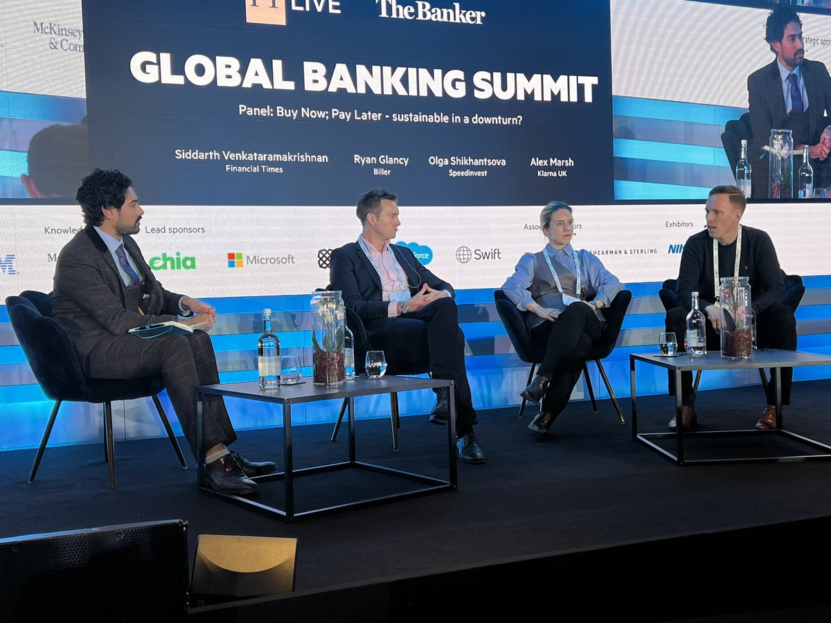 Chris_Skinner's tweet photo. Nice #BNPL panel with #Klarna, #Biller and #Speedinvest at #ftbankingsummit https://t.co/Ff6kcGvSdY