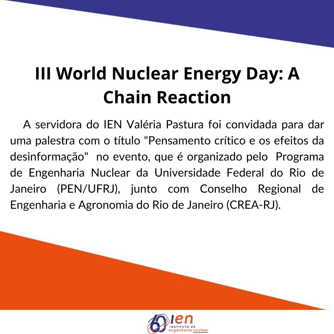 iencnen's tweet photo. O III World Nuclear Energy Day acontecerá no dia 2 de dezembro às 8h, com previsão de término às 13h do mesmo dia e será transmitido ao vivo a partir das 8h30. 
Confira a programação completa e o link da transmissão no nosso site: https://t.co/BJUzYOhxfX https://t.co/SjF0uP3Jdf