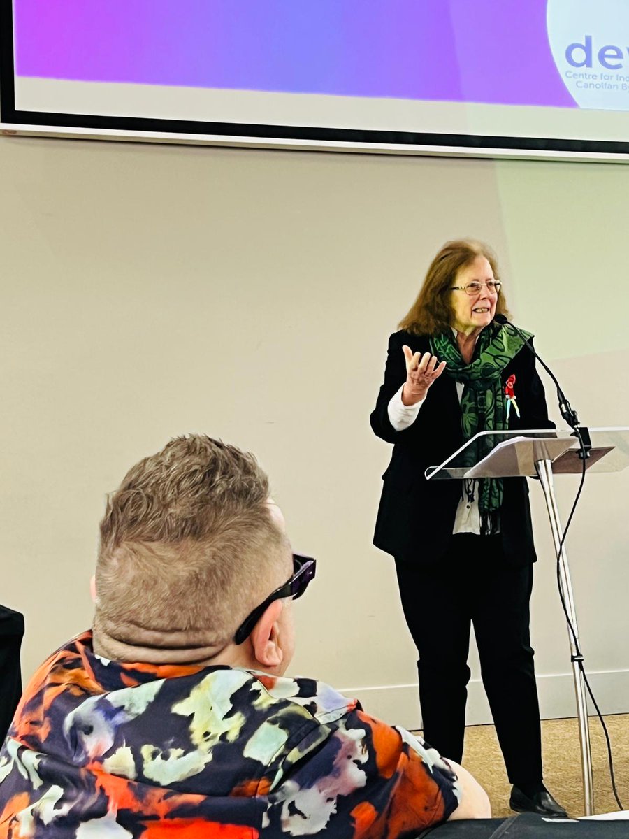 DewisCIL's tweet photo. Julie Morgan Deputy minister for Social C  speaking at Dewis CIL's celebration for International Day of disabled People. @NewportCouncil @RCTCouncil @cardiffcouncil @PowysCC @VOGCouncil @Pembrokeshire @ConwyCBC @AneurinBevanUHB   @DenbighshireCC 
@BlaenauGwentCBC https://t.co/pGSP6W96xX