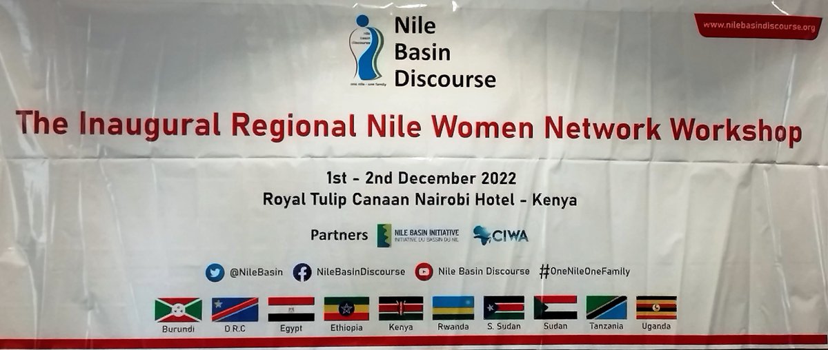 nilebasin's tweet photo. @nilebasin starts a 2-day Inaugural Nile Women Workshop in Nairobi. Purpose is to enhance decision-making roles of Women in water policy; launch of a Nile basin-wide Grassroots Women Network to play key role in the joint #NCCRproject outcomes. Partners: @NBIweb + @CIWAProgram https://t.co/l8e3QfDM6G